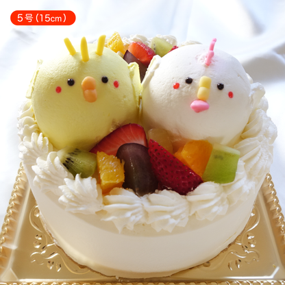 【なかよしどうぶつケーキ】ひよことにわとりのなかよし親子ケーキ