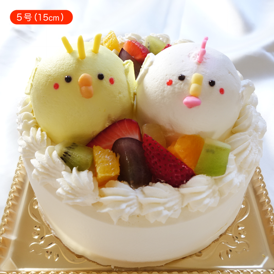 【なかよしどうぶつケーキ】ひよことにわとりのなかよし親子ケーキ