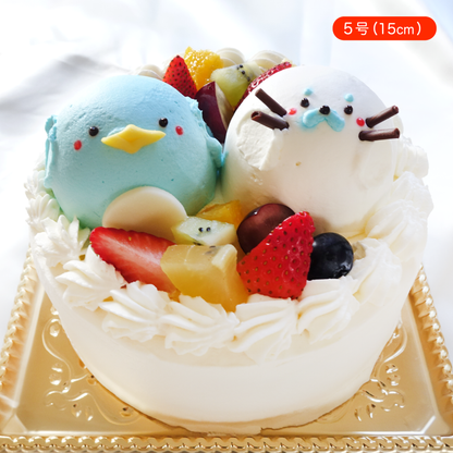 【なかよしどうぶつケーキ】　ペンギンとアザラシの海のともだちケーキ
