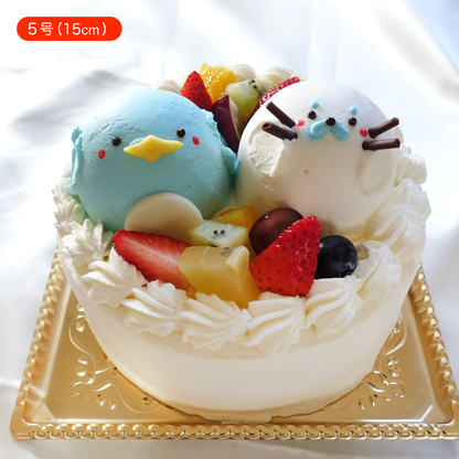 【なかよしどうぶつケーキ】ペンギンとアザラシの海のともだちケーキ