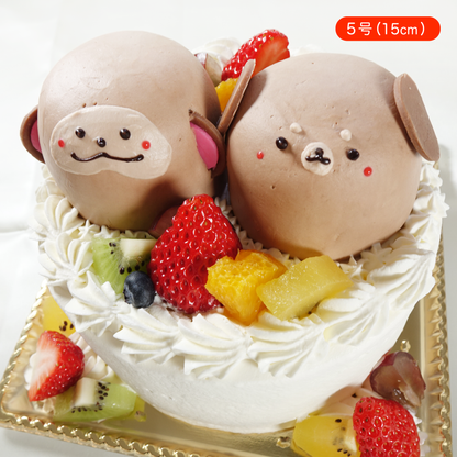 【なかよしどうぶつケーキ】おサルとワンちゃんのほんとはなかよしケーキ