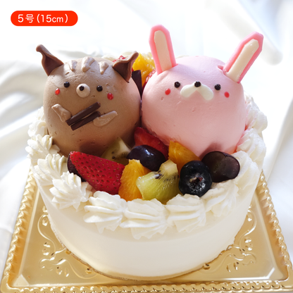 【なかよしどうぶつケーキ】りすとうさぎの森のハッピーケーキ