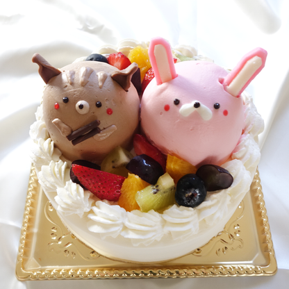 【なかよしどうぶつケーキ】りすとうさぎの森のハッピーケーキ
