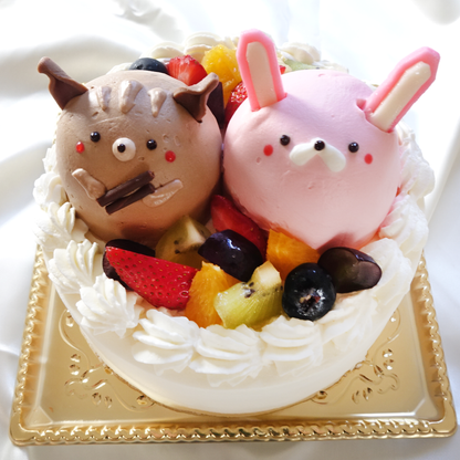 【なかよしどうぶつケーキ】りすとうさぎの森のハッピーケーキ