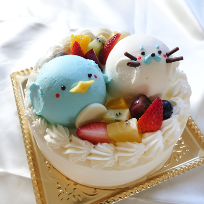 【なかよしどうぶつケーキ】ペンギンとアザラシの海のともだちケーキ
