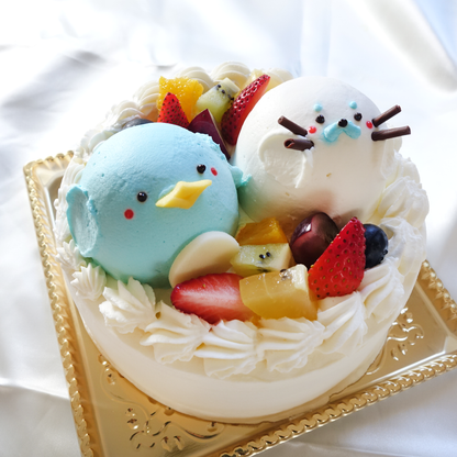 【なかよしどうぶつケーキ】　ペンギンとアザラシの海のともだちケーキ