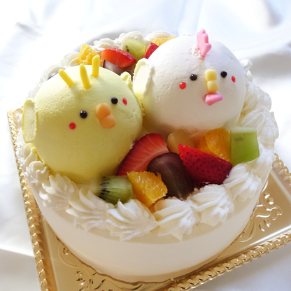 【なかよしどうぶつケーキ】ひよことにわとりのなかよし親子ケーキ