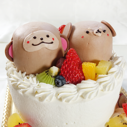 【なかよしどうぶつケーキ】おサルとワンちゃんのほんとはなかよしケーキ
