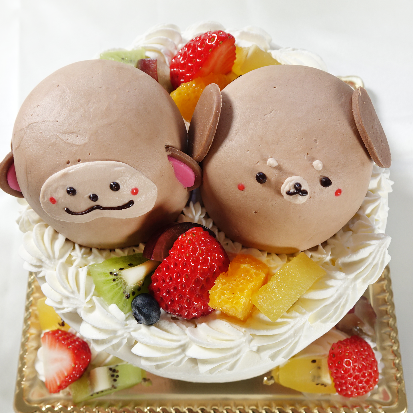 【なかよしどうぶつケーキ】おサルとワンちゃんのほんとはなかよしケーキ